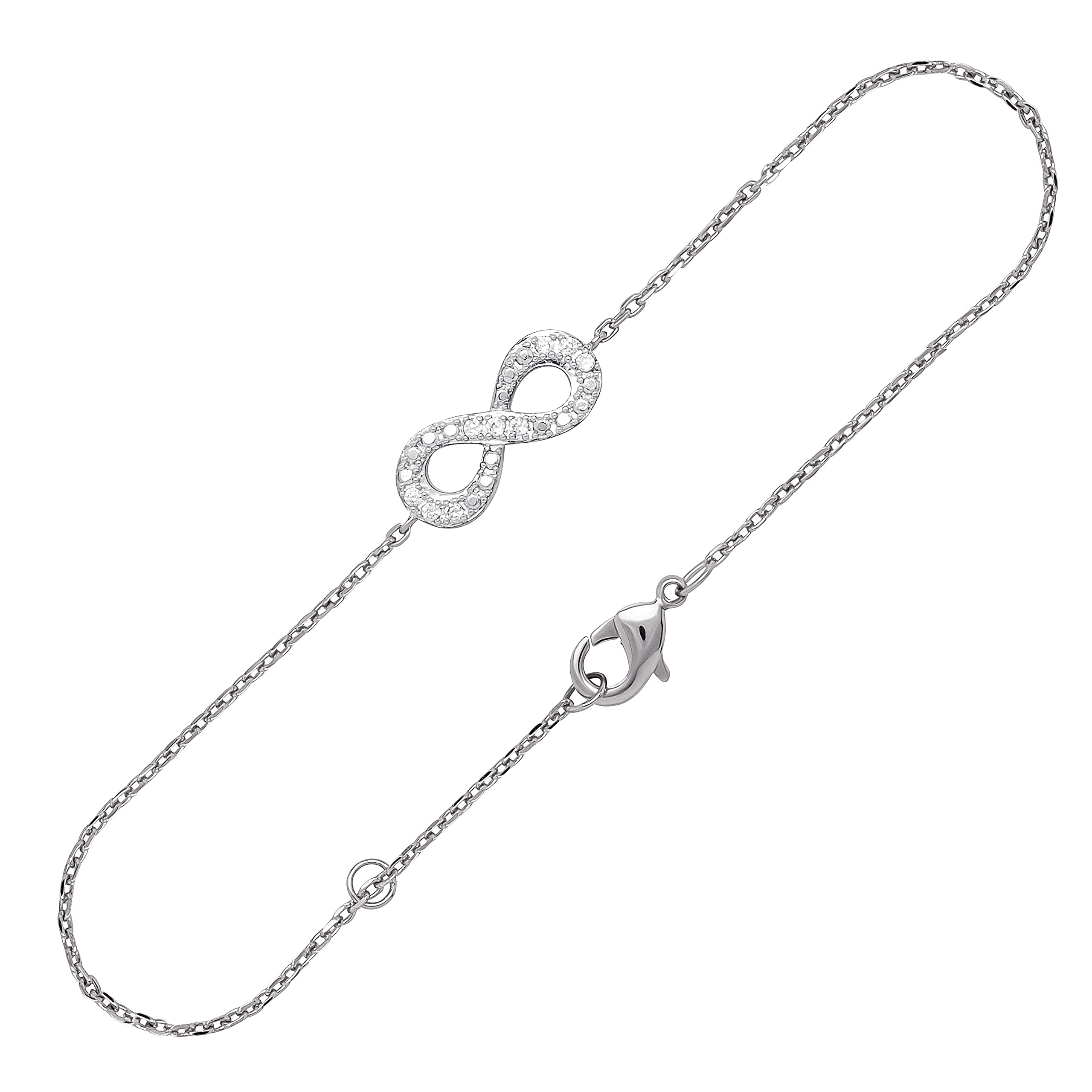 NKlaus 18cm Infinity Chained Bracelet SILVER 925 Rhodium Plated Zirconia White Set Stones 3103