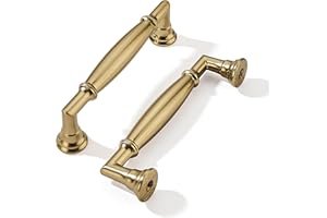 khtumeware 10 Pack 3-3/4 Inch(96mm) Champagne Bronze Cabinet Pulls Heavy Duty Solid Satin Brass Cabinet Handles Kitchen Cabinet Hardware for Cupboard Drawer Handles Dresser Pulls