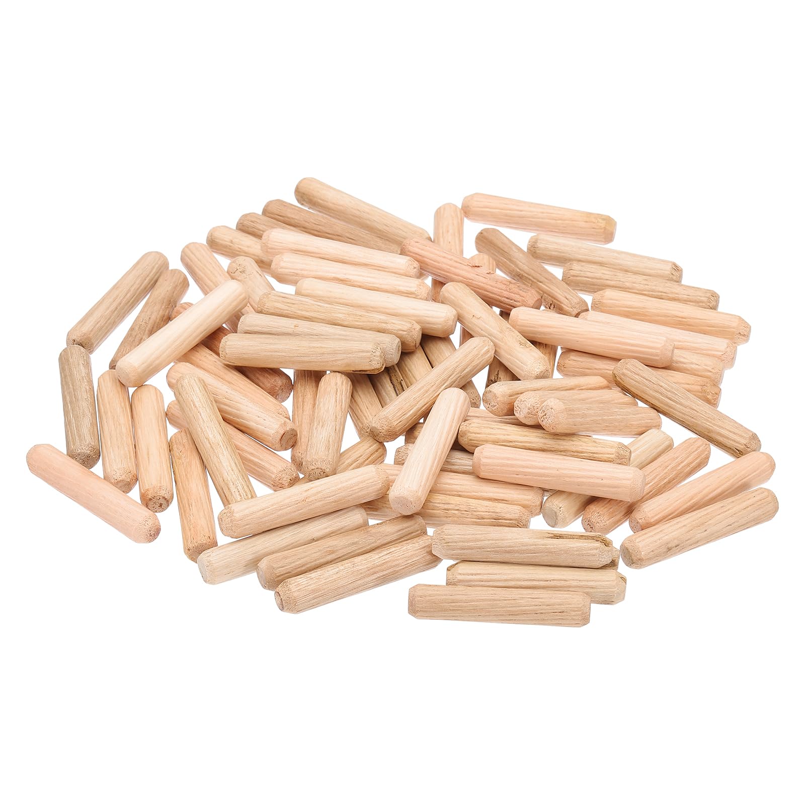 PATIKIL 1/3 Wooden Dowel Pins, 144 Pcs M8x40mm Wood Dowel Pins Hardwood Pegs Fluted Groove Easy Insertion for Crafts Furniture Door Art