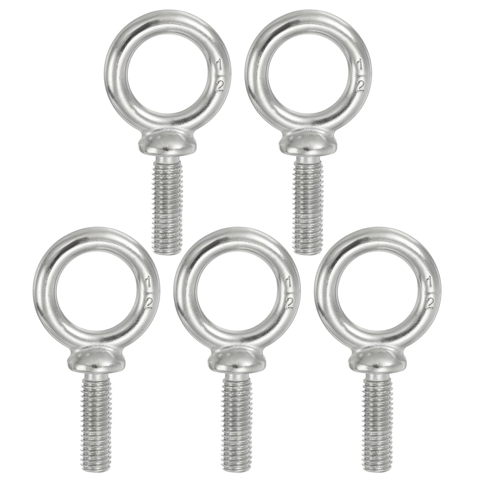 PATIKIL Lifting Eye Bolts UNC1/2"-13, 5 Pcs 316 Stainless Steel Marine Grade Machinery Shoulder Lifting Ring Threaded Eyebolt for Hanging Tie Down Strap, Silver