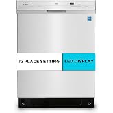 BLACK+DECKER 24" Built-In Dishwasher, Energy Star, BDW200MS, Stainess Look | 12-Place Setting Capacity with Stainless Steel Tub, Dish Washer with 6 Wash Programs, Up to 24-hour Delay Start