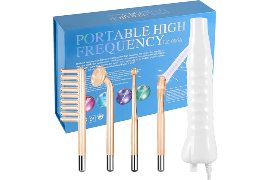 High Frequency Facial Machine-Portable Handheld Skin Therapy Wand High Frequency for Hair with 4 Different Tubes