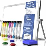 Nicpro Dry Erase Mini Whiteboard A3 40x30 cm Double Sided with Stand 8 Pens