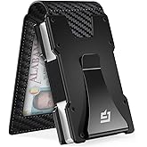 Men Wallet - Money Clip Wallet Slim For Gift Men in Front Pocket 15 Cards - Metal Credit Card Case in Magnetic Flip