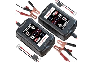 [2-Pack] LEICESTERCN 12V Battery Trickle Charger Maintainer Portable Smart Float Charger for Car Motorcycle Lawn Mower SLA AGM Gel Cell Wet Lead Acid Batteries