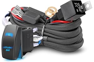 Wiring Harness 1 Lead, Rfroad Lighting LED Light Bar Wiring Harness Kit for Fog Lights Off Road Driving Lights Work Light 12V 40A Relay Fuse On/Off Rocker Switch Nylon Wire Kit for Truck UTV ATV Boat