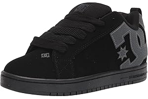 DC SHOES DC Men's Court Graffik Casual Low Top Skate Shoe Sneaker, Black/Grey/Black, 10.5