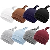 DRESHOW BQUBO 8 Pack Unisex Baby Beanie Hat Infant Toddler Kid Hats Baby Soft Cute Knit Cap Nursery Beanie