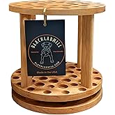 BlackLabMill Rotating Paint Brush Holder - Handmade Paint Brush Holder Rotating Art Supply Organizer – Large Capacity Cherry Hardwood Brush Organizer for Desk, Arts and Crafts
