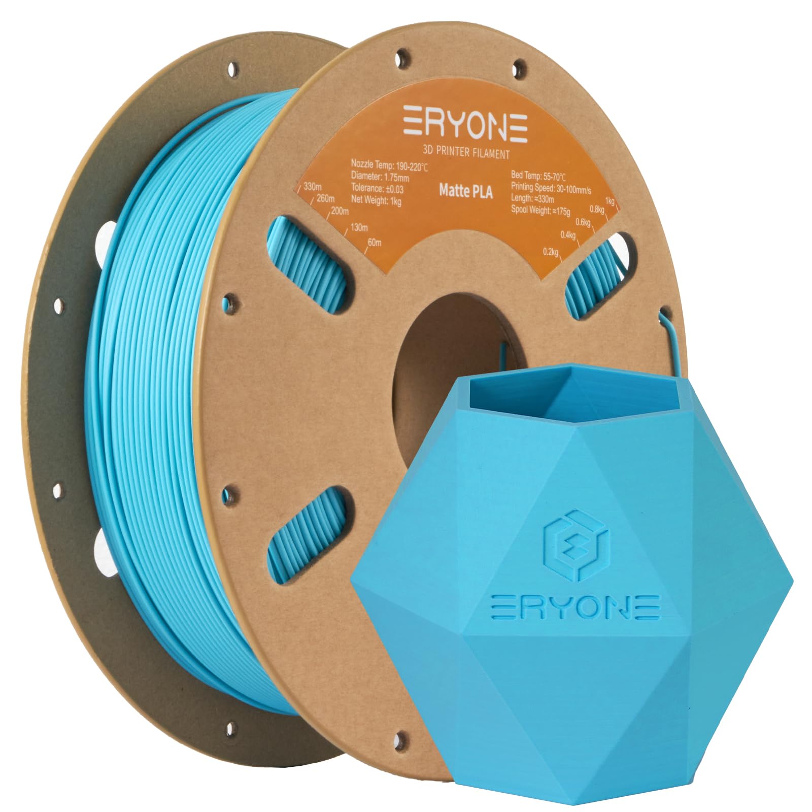 ERYONE Matte PLA Filament 1.75mm, 3D Printer PLA Matte Filament, +/-0.03mm, 1kg(2.2lbs)/Spool, Matte Aqua Blue Teal