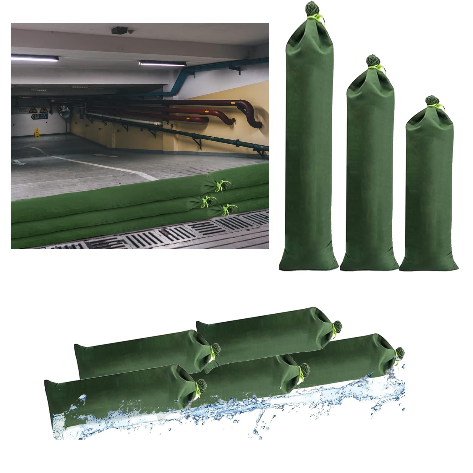 Estresen Sandbag for Flood Protection, Pack of 4, 60 x 20 cm, Canvas Flood Barrier for Home Store Garage Garden