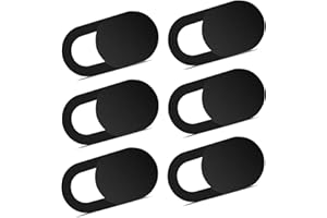 Generic Webcam Cover Slide, Ultra-Thin for Laptop, MacBook, PC and Cell Phone, Set of 6 with Silicone Rubber Pads, Black