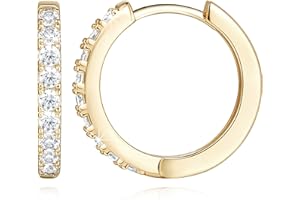 NEARLAND 14K Gold Hoop Earrings for Women 14K Gold Earrings Hypoallergenic Lightweight Small Hoop Earring for Womens with Round Cubic Zirconia Huggie Hoops Earring for Women 12/14/16/20/25/30mm