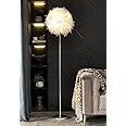 Surpars House Floor Lamp, Elegant White Feather Standing Lamps with On/Off Switch in Line