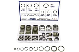 maierke 157PCS 10 Sizes Automotive Sealing Washer,Metric (M6 to M24) Bonded Seal Oil Washers Gasket Assortment Kit with Box,for Automotive, Bearings, Pumps, Replace M1-O-080
