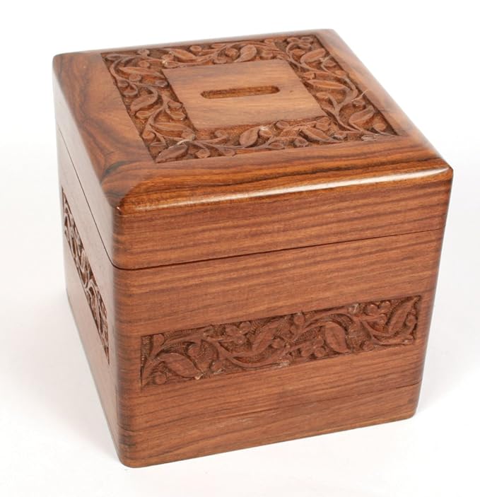 Fair Trade Wooden Money Box with Secret Lock Amazon.co.uk Kitchen & Home