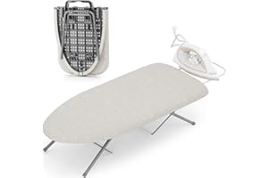 KINGBOARD Tabletop Ironing Board, Small Iron Board with Iron Rest, Folding Iron Board, Extra Thick Cover, Portable Tabletop I