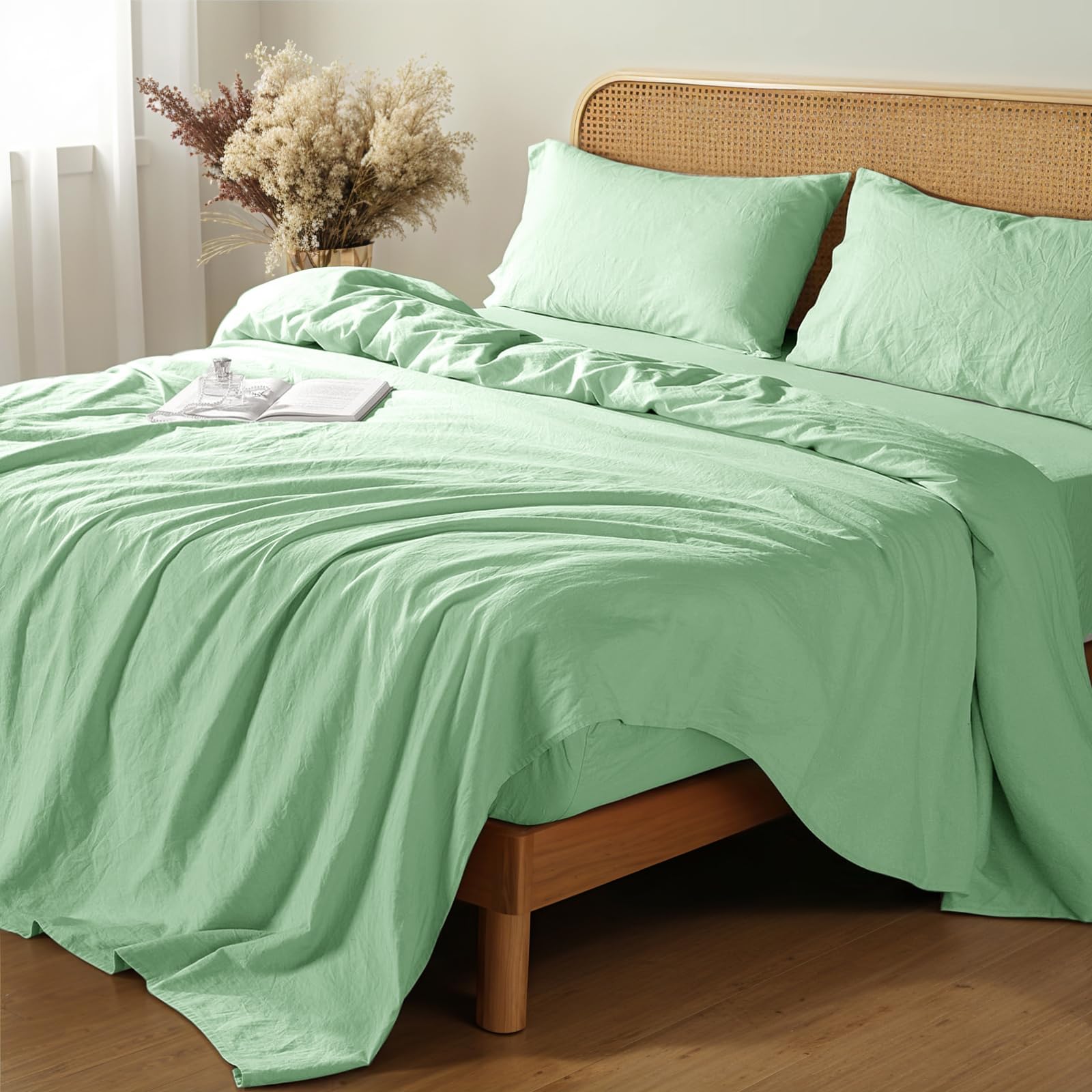 Shilucheng 100% French Linen Sheets - Queen Size