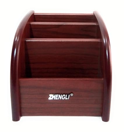 ZHENGLI Polished Multi-Functional Wooden Pen Stand/Mobile Holder and Remote Stand for Table Accessories,12cm, Medium(Brown,DE-PSTD2) Desk Supplies Org