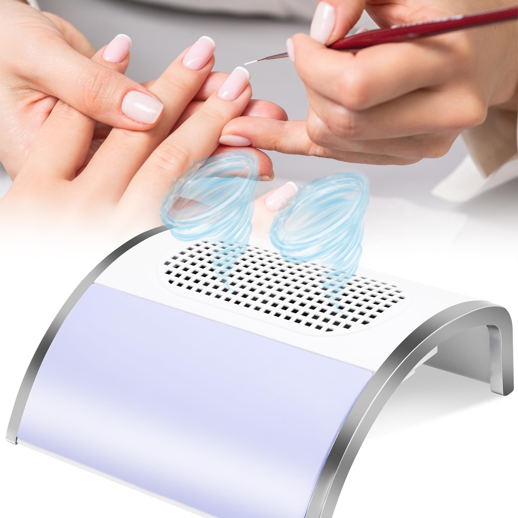 Nail Dust Collector, Powerful Dust Collector Nail Salon 80W, Nail Dust Extractor with 2 Fans and 2 Dust Bags, One Button Control Nail Fan Dust Collector Practical Nail Art Cleaning Equipment (purple)