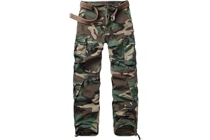 OCANXUE Men's Hiking Pants Waterproof Camo Work Cargo Pants Relaxed Fit Ripstop Tactical Pants with 8 Pockets No Belt