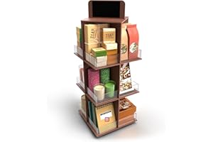 DS THE DISPLAY STORE Brown Wooden Tiered Display Stand - Rotating Display Stand - Farmers Market Display Shelf - Vendor Booth Display Items - Market Display - Display Racks for Craft Shows