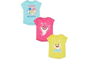 Pinkfong Baby Shark Girls 3 Pack Short Sleeve T-Shirts