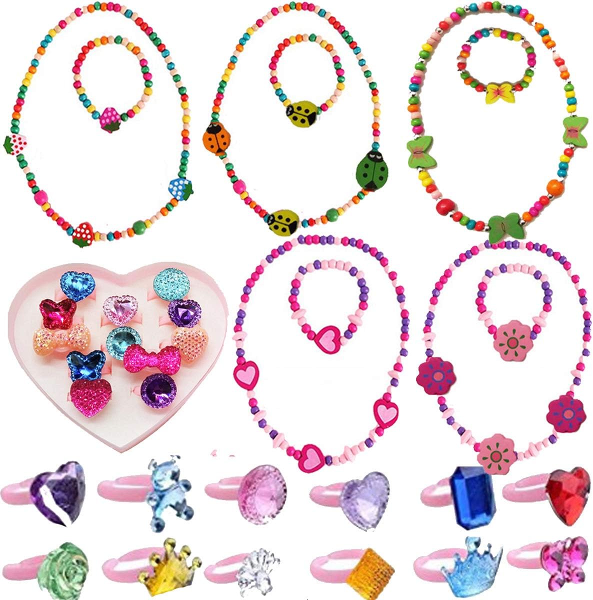 Muticolor Necklace Bracelets Ring 