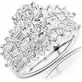 Houston Diamond District 2.75 to 7 Carat LAB GROWN Diamond Exquisite Prong Set Bageutte And Round Oval Cut Diamond Engagement Ring (E-F Color VS1-VS2 Clarity)