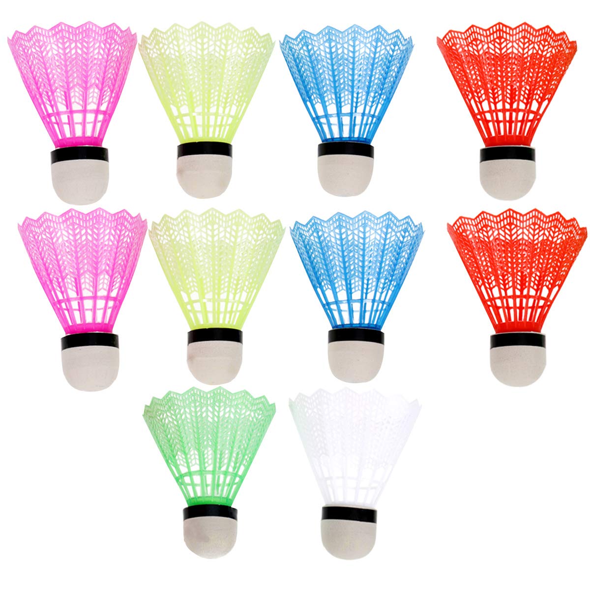 Vorcool set of 12 badminton shuttlecocks, with nylon feathers, plastic balls, for indoor and outdoor sports, training