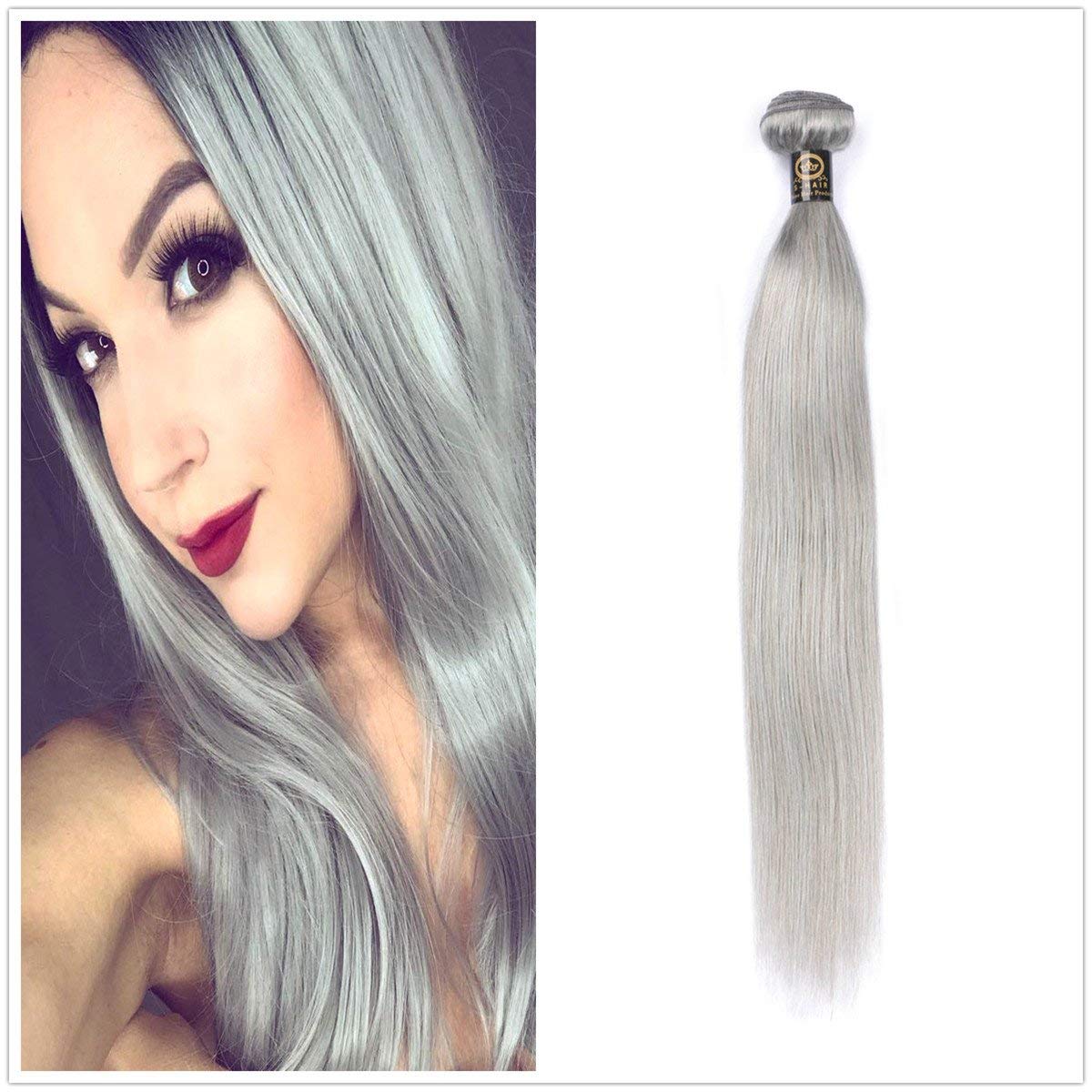 Buy Shinehair 12 Grey Grey Human Hair Extensions Straight