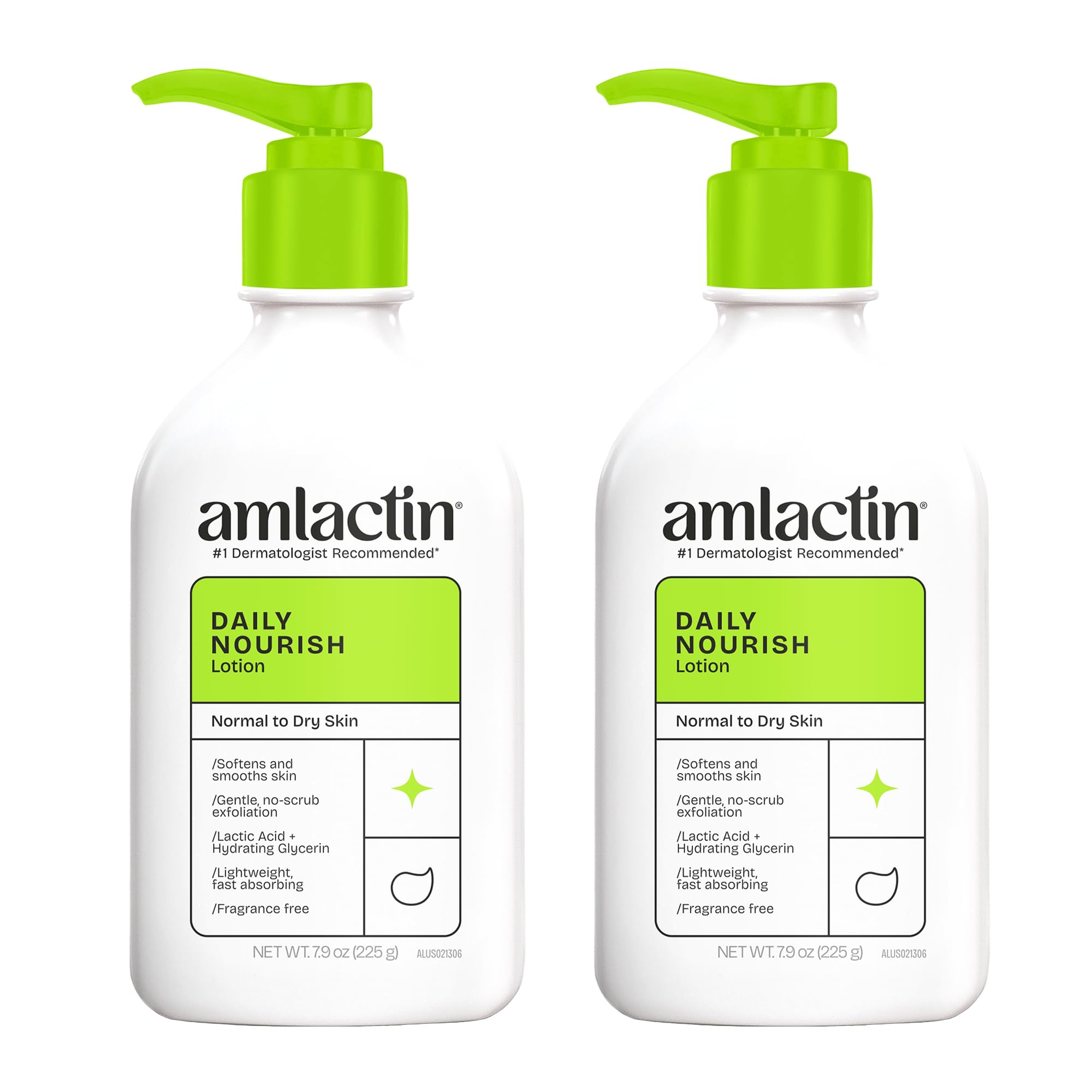 AmLactin Daily Moisturizing Body Lotion Twin Pack, (2) 7.9 Ounce Bottles, Paraben Free