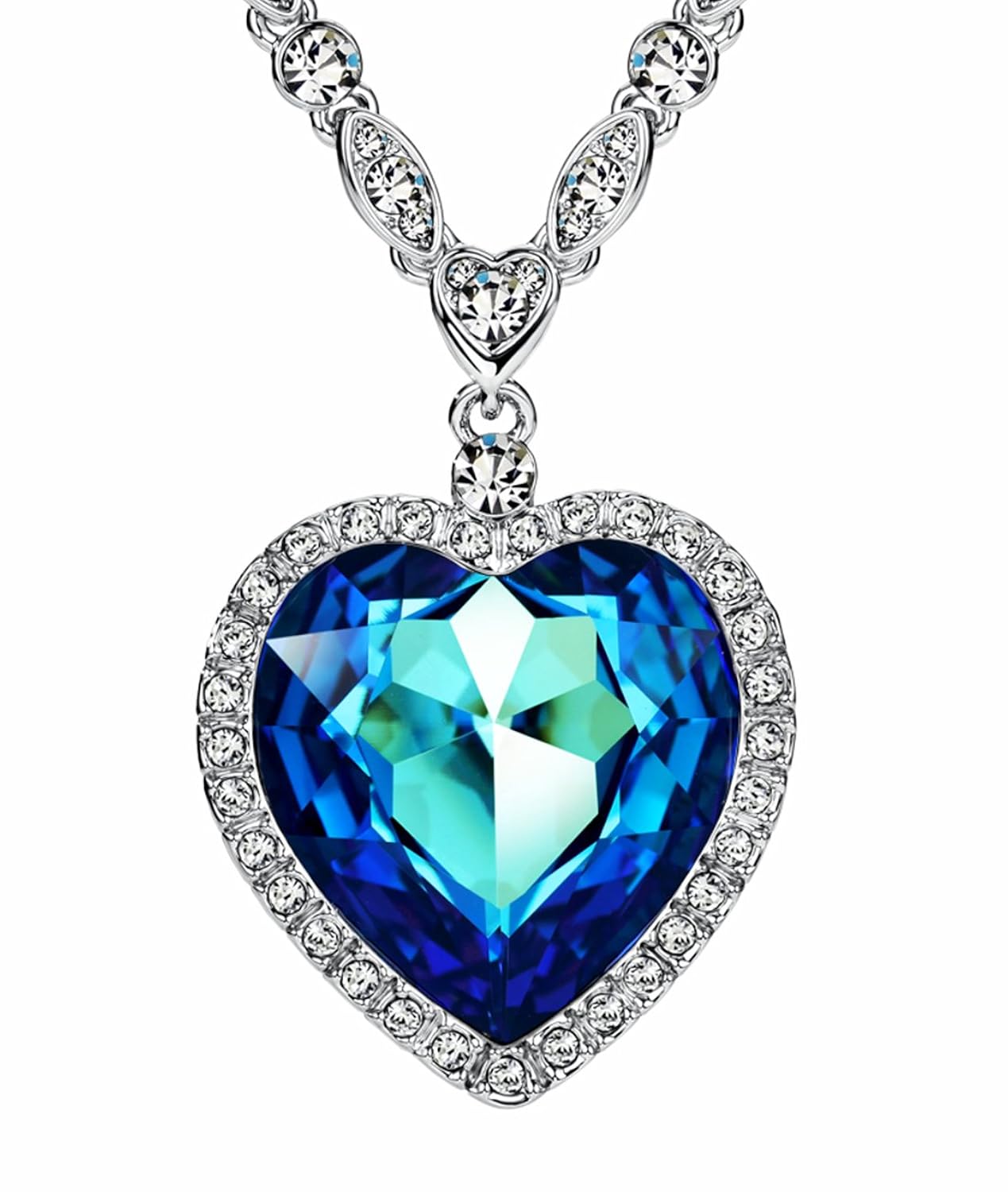 NEOGLORY Collar Corazón de Mar Love Heart con Cristales SWAROVSKI AZUL Joya