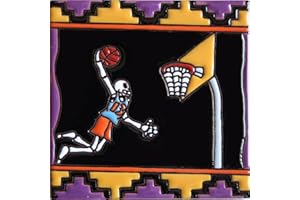 Fine Crafts Imports 6x6 Basketball Player. Day-of-The-Dead Clay Tile
