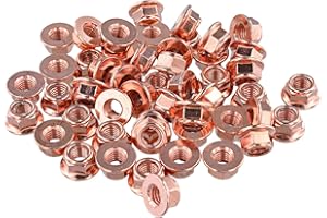 50PCS M8x1.25 Car Exhaust Manifold Lock Nuts, High Resistant Metal Nuts for Vehicles, Automotive Replacement Parts