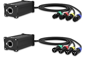 PRORECK 4-Channel XLR to Ethercon RJ45 Cat6 Snake Cable – 3-Pin DMX & Audio Extender, 3 Feet, Ideal for Stage Lighting, Live Sound & Recording Studios (Female and Male Pair)