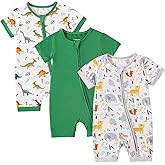 OPAWO Bamboo Baby Pajamas 3 Pack, Double Zipper Bamboo Sleepers for Baby Boy Girl Romper, Toddler Summer Clothes Outfit 0-24M