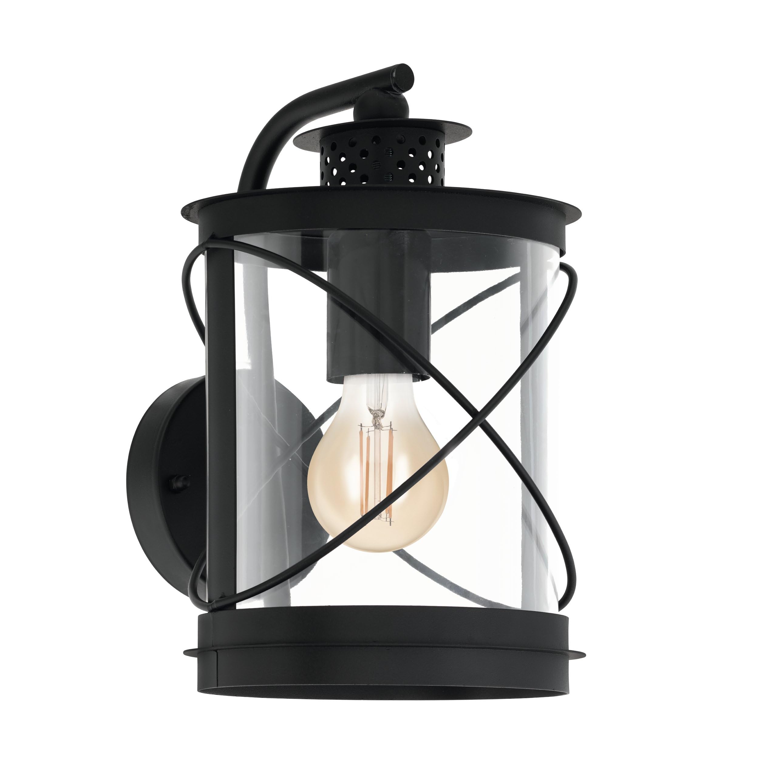 Eglo 94843 E27 Black Outdoor Wall Light HILBURN
