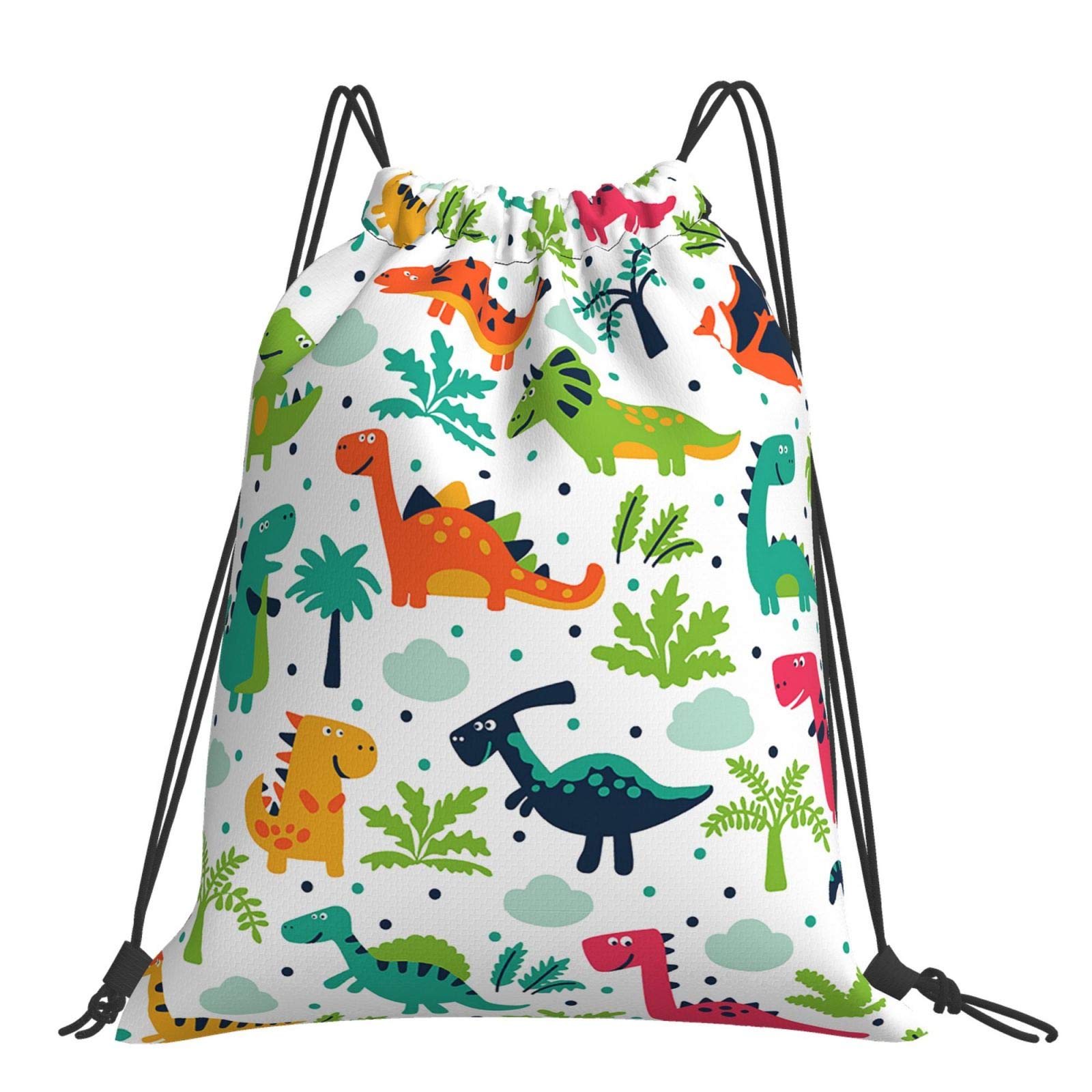 Richugui Cartoon Dinosaur Drawstring Backpack Drawstring Backpack Waterproof Lightweight String Bag For Outdoor Travel Yoga Gym Swimming