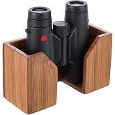 Novabright Burmese Teak Binocular Rack, Waterproof Solid Wood Binocular Storage Rack, Wall Mounted Brown Stand for Boat, Yacht, Rv, Patio and Outdoor Viewing