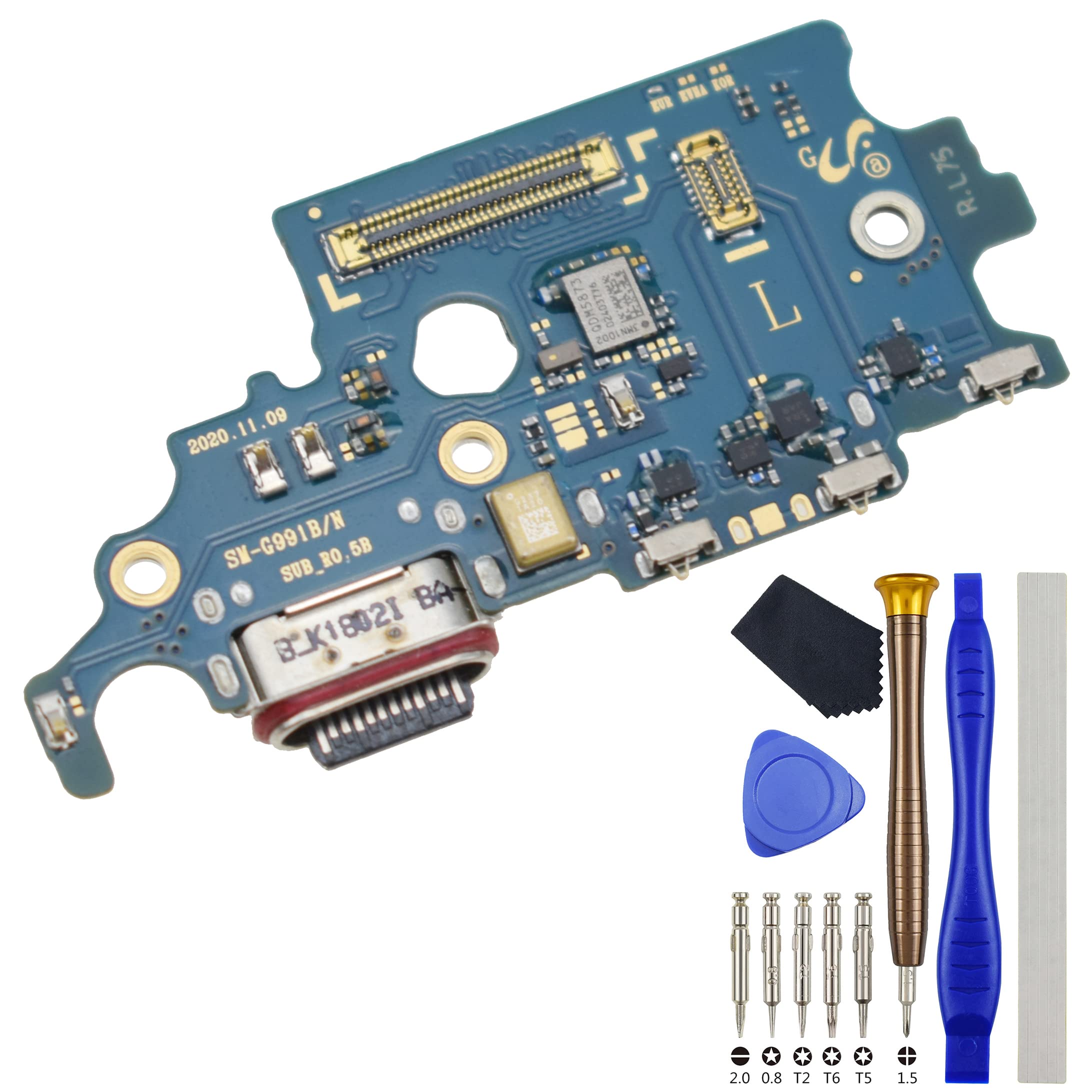 VEKIR SM-G991B USB Charger Port Charging Jack Connector Ribbon Flex Cable PCB Board Replacement for European versionSamsung Galaxy S21 5G with Nano-SIM card slot Microphone USB Type-C 3.2