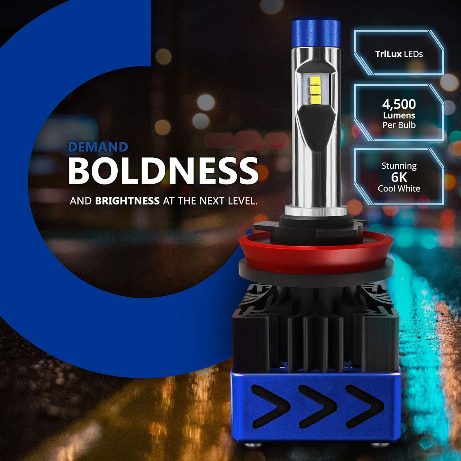 7,000Lm 6000K Cool White CREE H11 H8, H9 AccCITY LED Headlight Bulbs