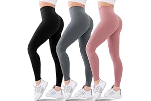 Blisset 3 Pack High Waisted Leggings for Women-Soft Athletic Tummy Control Pants for Running Yoga Workout Reg & Plus Size