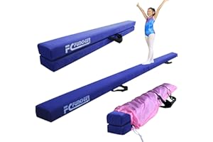 FC FUNCHEER 8FT Folding Balance Beam -Gymnastics Floor Beam -Gymnastics Equipment for Kids,Wood core- Anti-Slip Bottom and Carrying Bag for Home