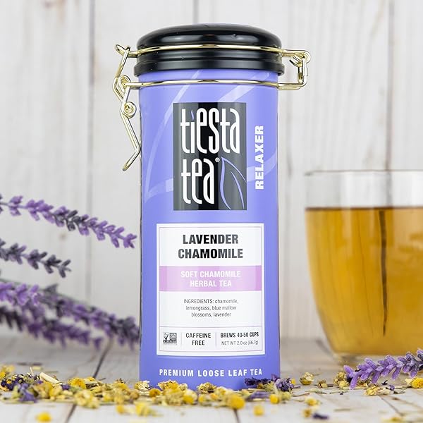 TIESTA TEA – LAVENDER CHAMOMILE HERBAL TEA, LOOSE LEAF, CALMING BLEND WITH CHAMOMILE, LAVENDER, LEMONGRASS, CAFFEINE-FREE HERBAL, GREAT FOR HOT OR ICED BREWS, REFILLABLE TIN, 50 CUPS, 2 OUNCE