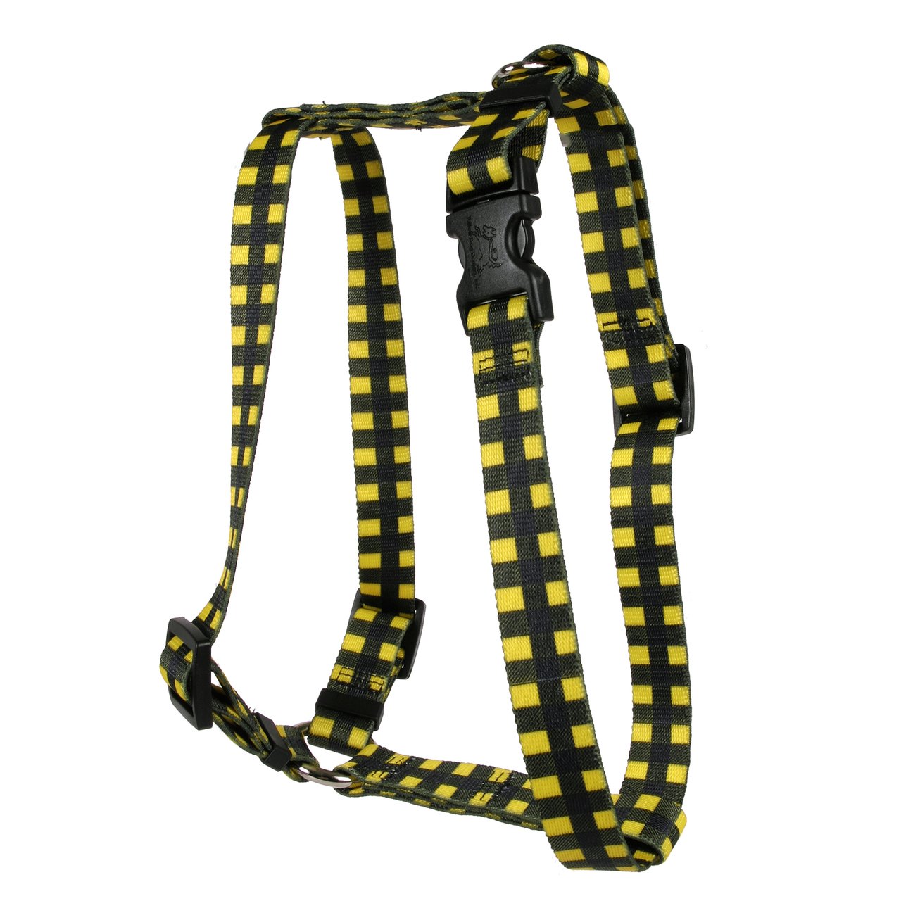 Yellow Dog Design Buffalo Plaid Yellow Roman Style H Dog Harness, Large