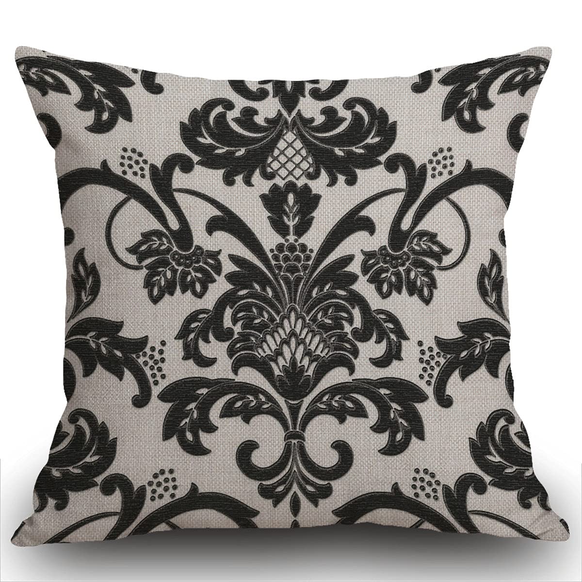 Smooffly Black and White Floral Pattern Cushion Cover Throw Pillow Case Covers Flower Design Home Sofa Decorative Square 18X18 Double Sides 45x45cm