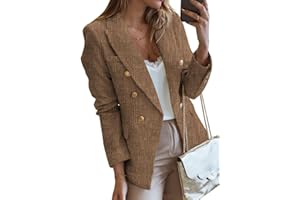Happy Sailed Womens Tweed Blazers Casual Long Sleeve Double Breasted Open Front Blazer Jackets Work Suits
