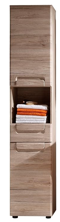 trendteam 132410390 Stauraumschrank Malea, B x H x T: 37 x 184 x 31 cm, Korpus und Front in Eiche San Remo Hell Nachbildung