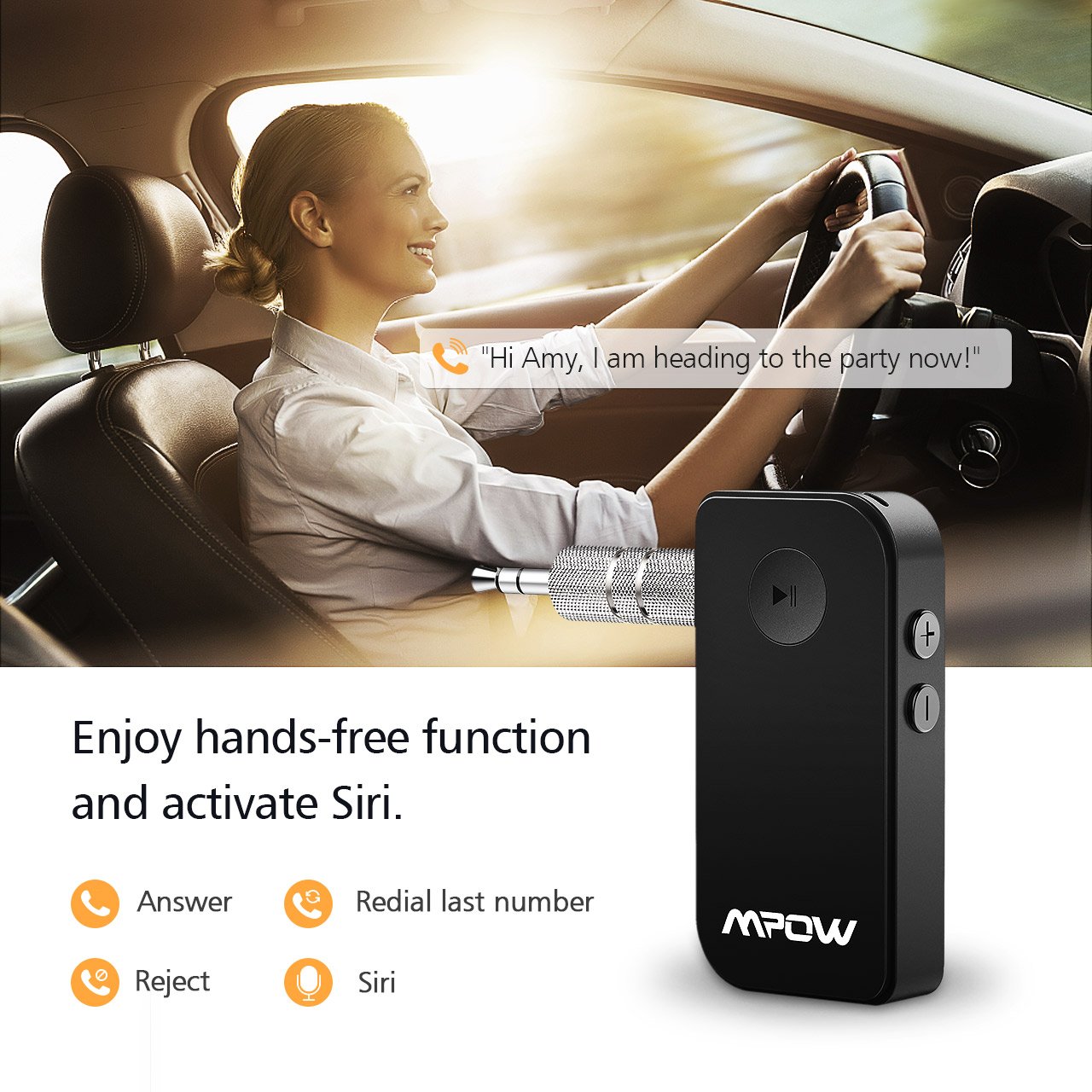 Car Accessories Mpow BH044 Bluetooth Receiver HandsFree Bluetooth Car